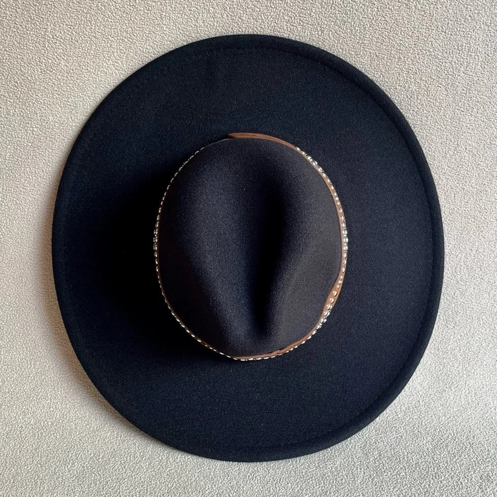 Flat Wide Brim Vegan Rancher Panama Hat - Picture 2 of 3